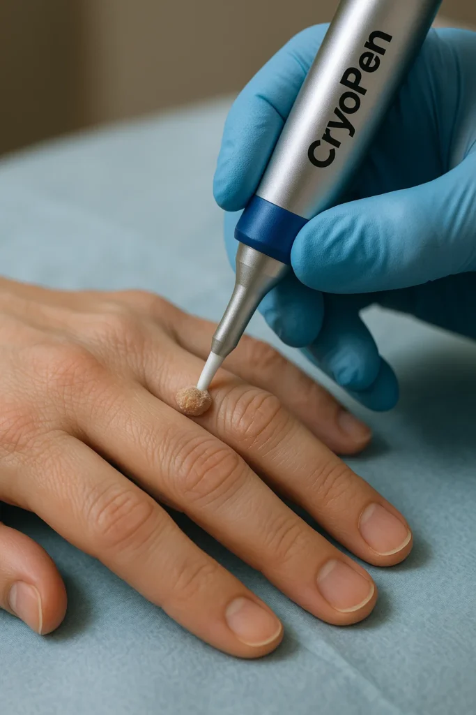example of cryopen wart removal Chester treatment on a persons finger