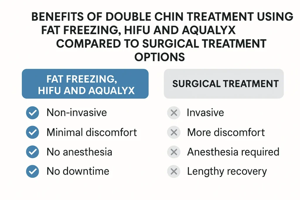 Graphic about the benefits of double chin treatment Chester - from LA LIPO