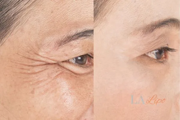 Before and after results of woman - HI-fu wrinkles reduction treatment Chester