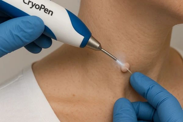 Person receiving Cryotherapy skin tag removal Chester